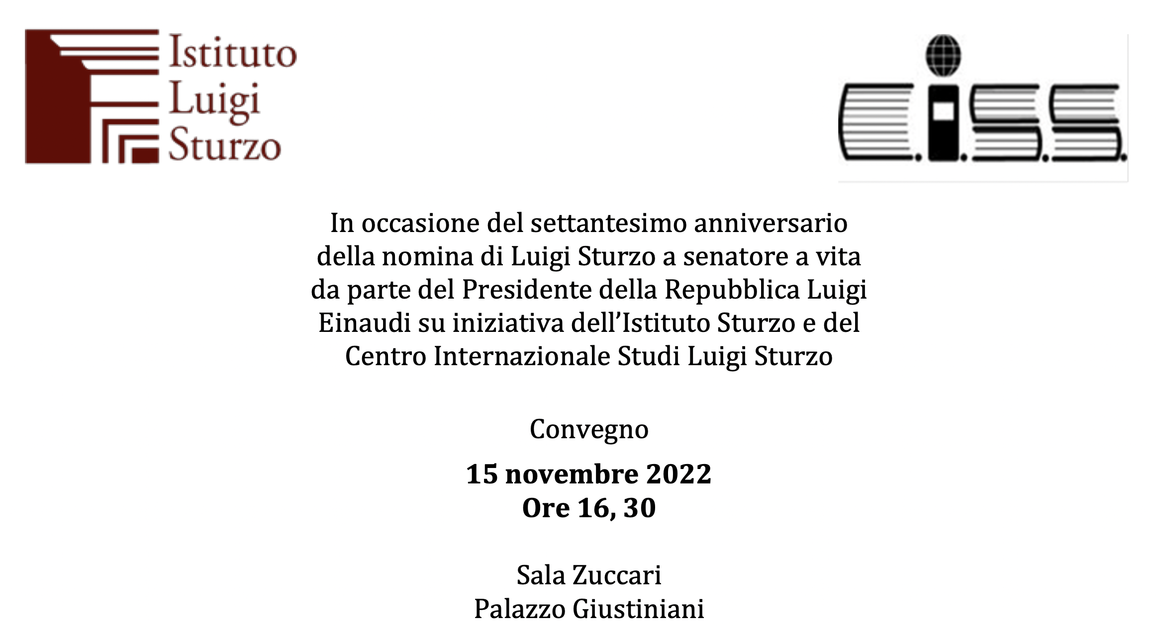 Lectio Magistralis di S. E. Mons. Galantino in occasione dei 70 anni della nomina di Luigi Sturzo a senatore a vita